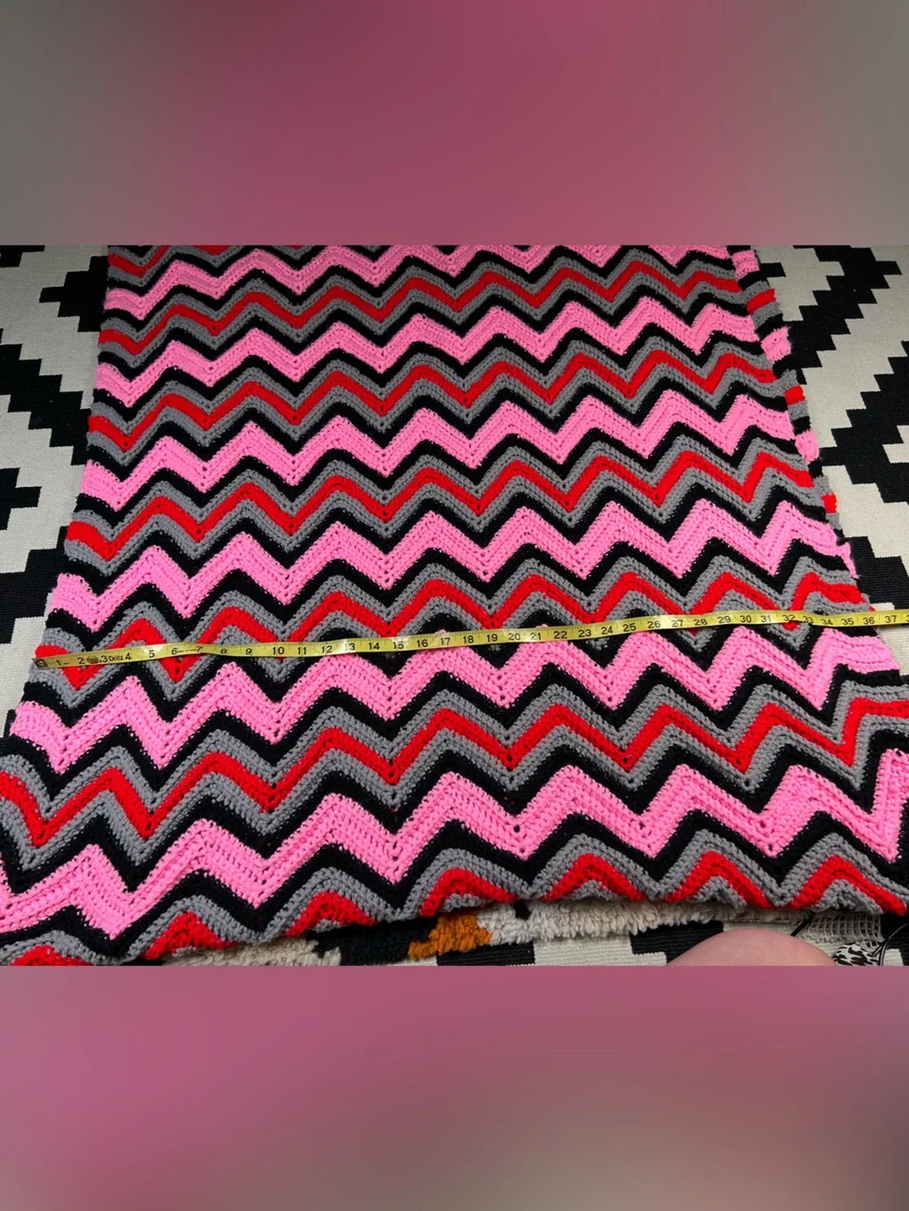 Funky long granny blanket!!